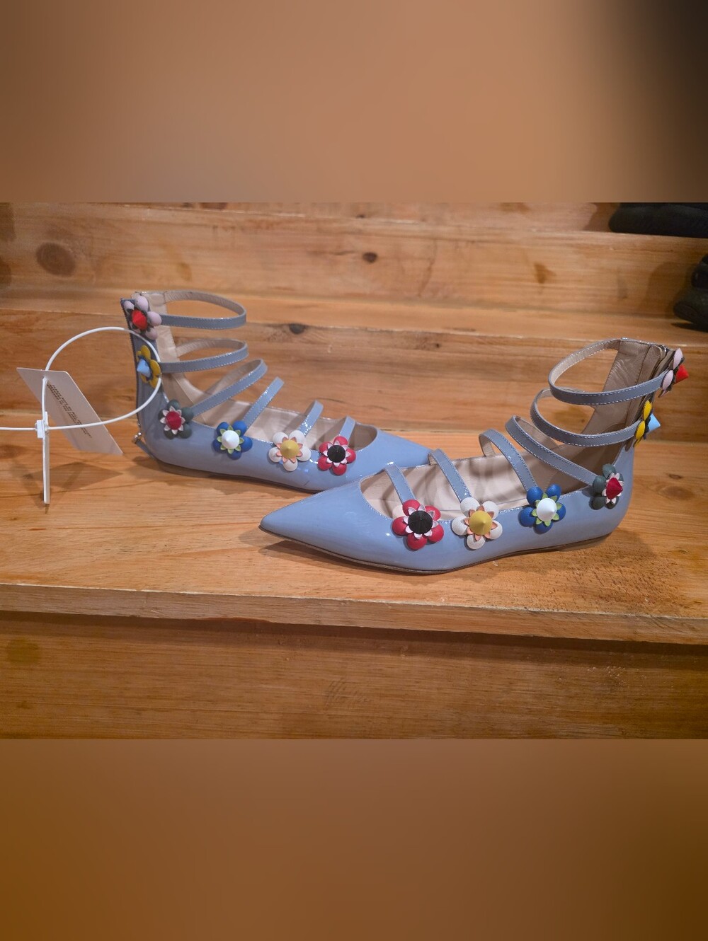 Fendi Floral-Strap Pointed Flats